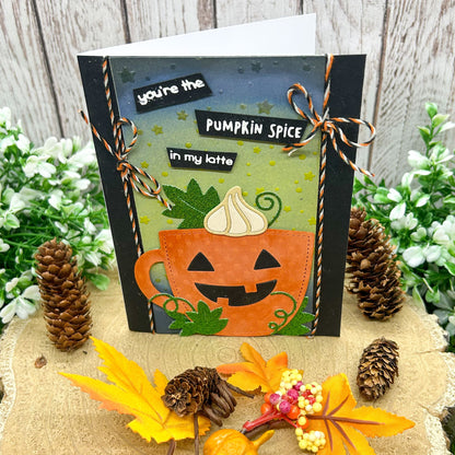 Pumpkin Spice Latte Pun Handmade Halloween Card-1