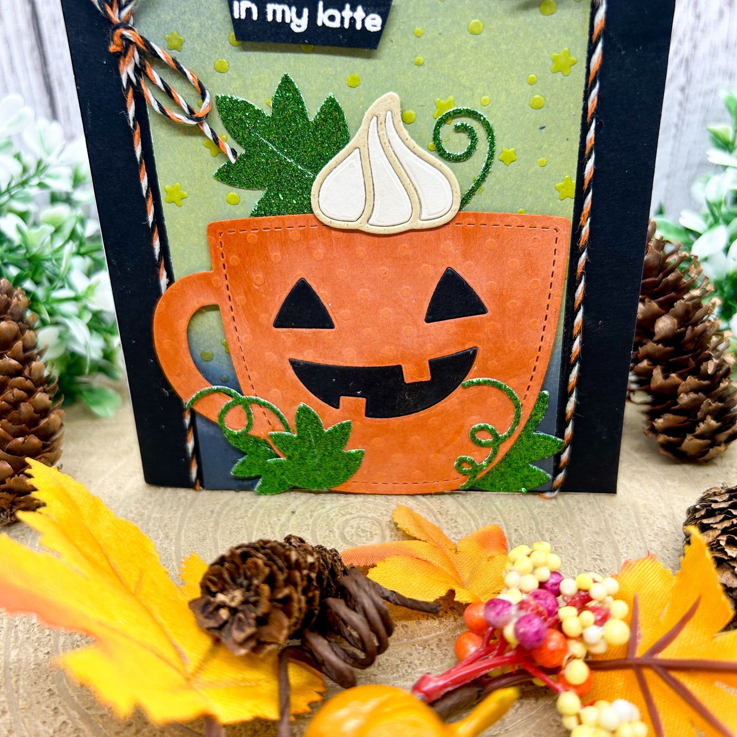 Pumpkin Spice Latte Pun Handmade Halloween Card-2