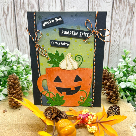Pumpkin Spice Latte Pun Handmade Halloween Card