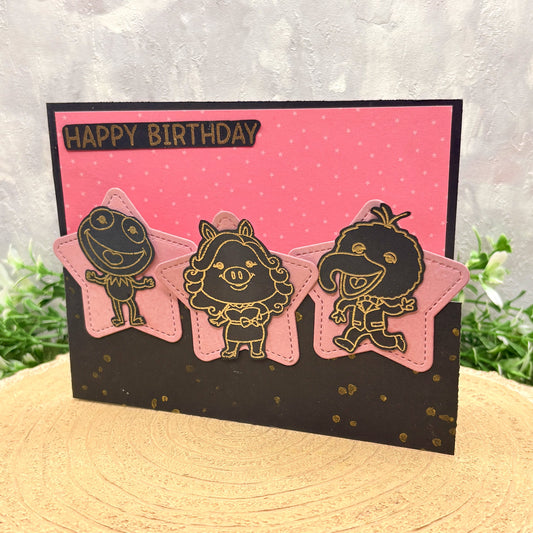 Puppet Friends Handmade Character Birthday Card