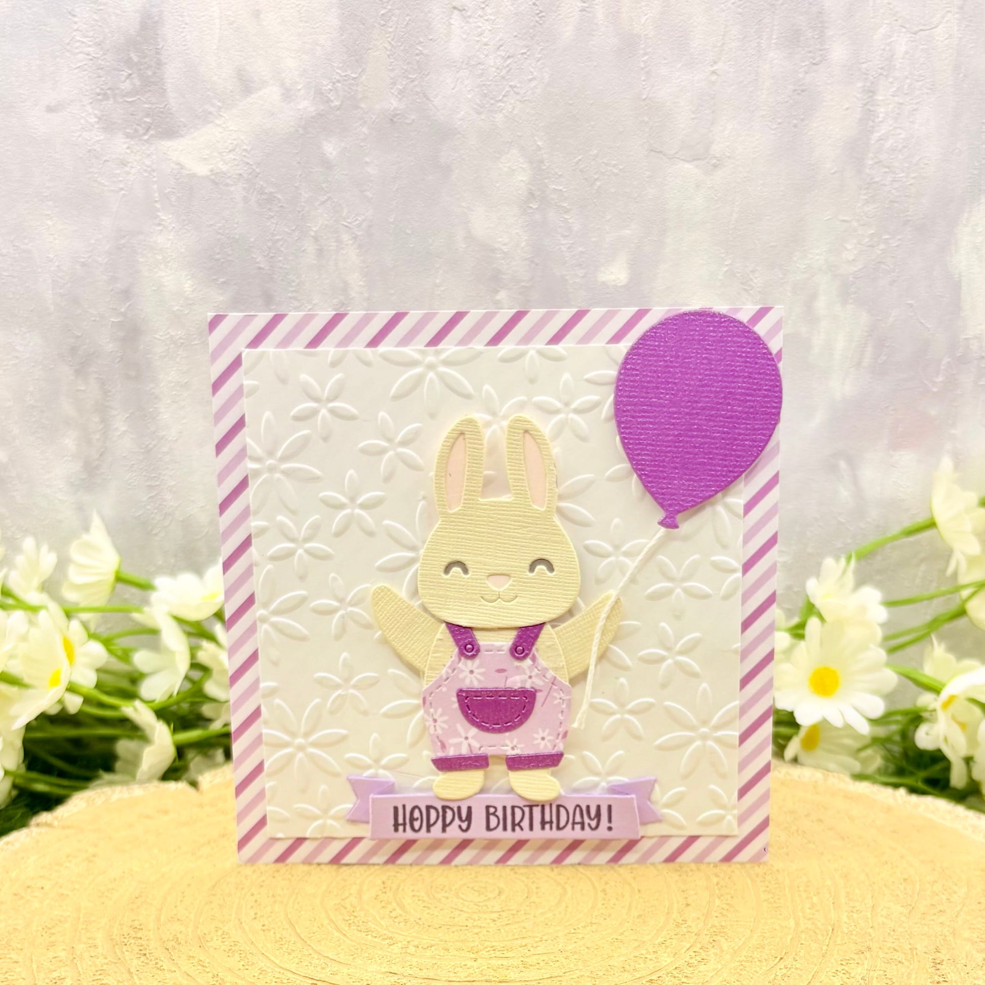 Purple Bunny Handmade Birthday Card