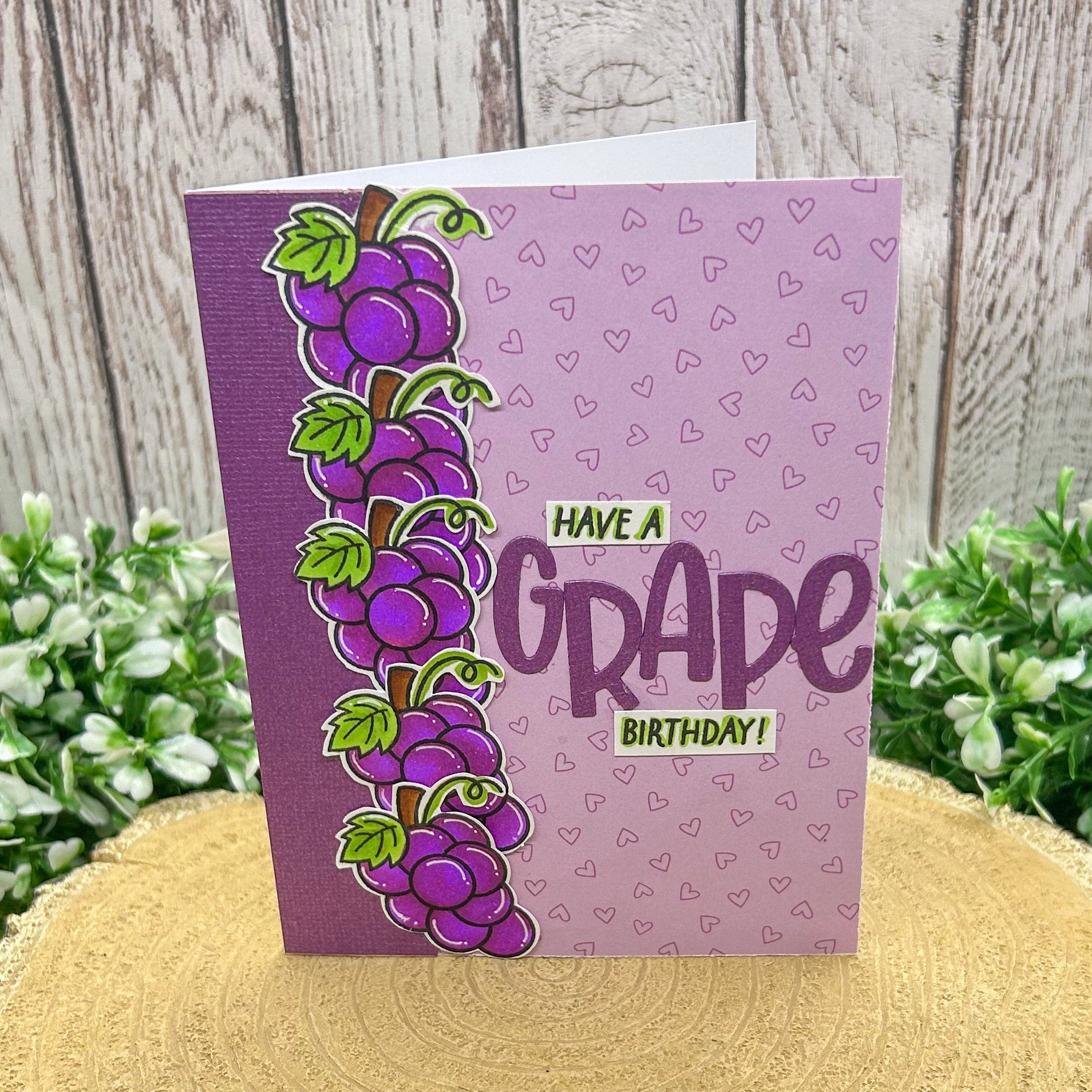 Purple Have A Grape Birthday Handmade Birthday Card-1