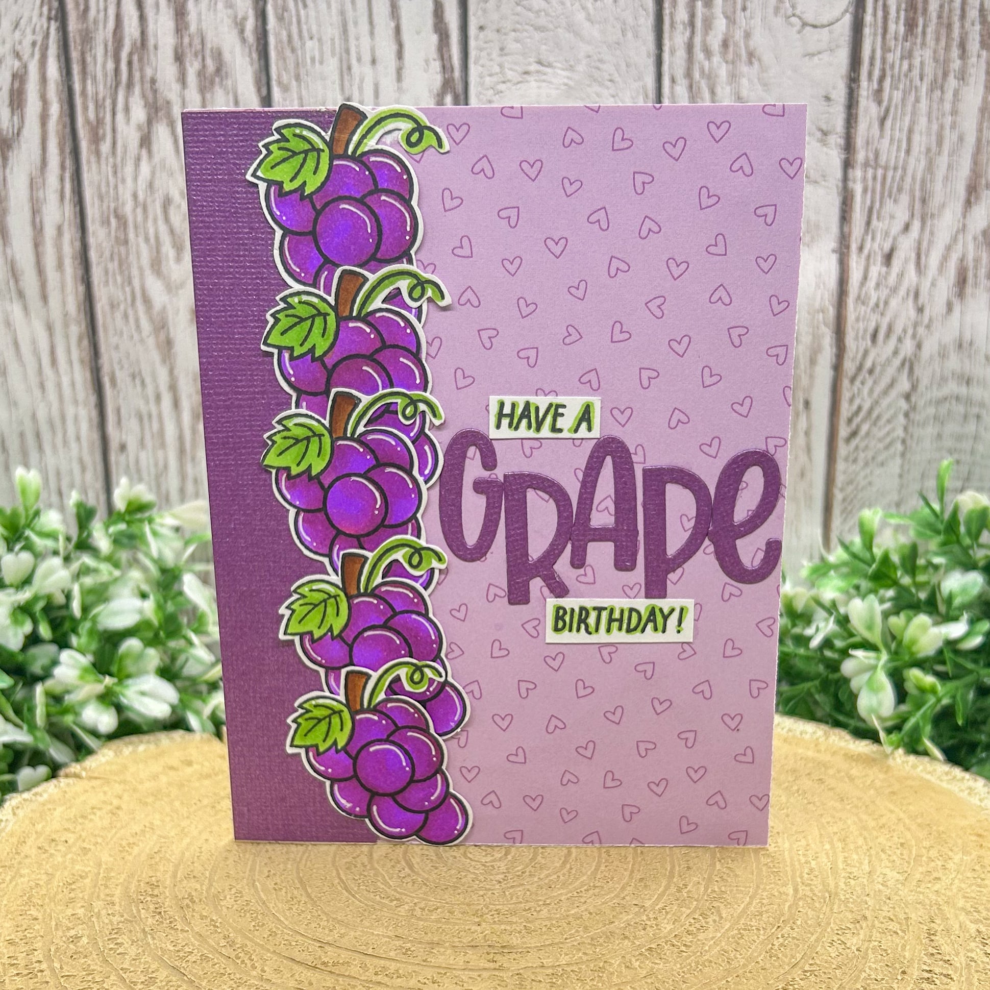 Purple Have A Grape Birthday Handmade Birthday Card
