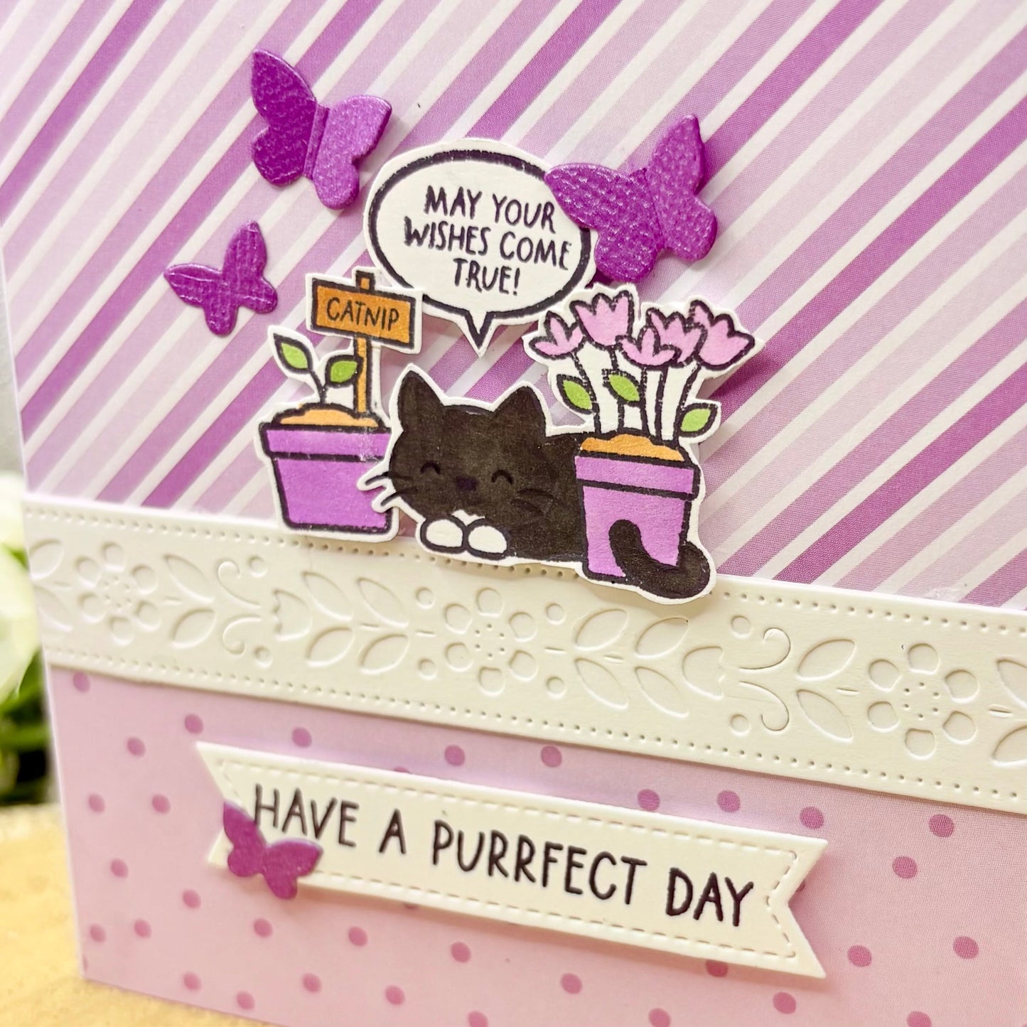 Purple Have A Purrfect Day Handmade Birthday Card-2