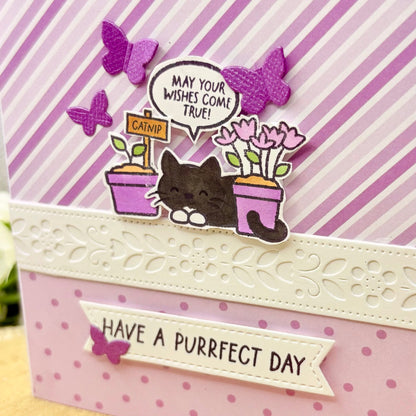 Purple Have A Purrfect Day Handmade Birthday Card-2