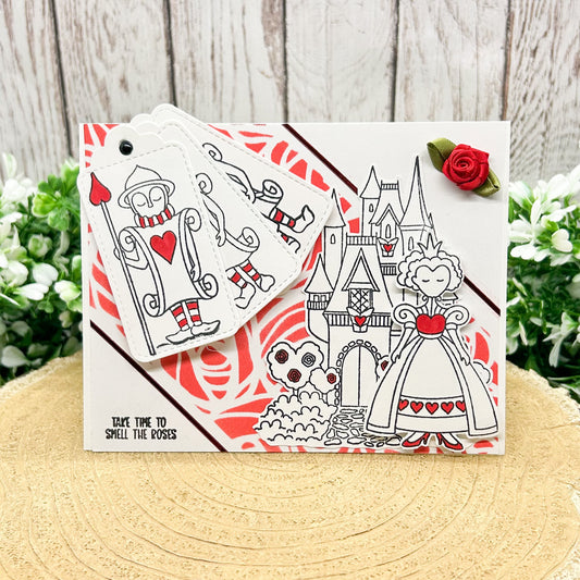 Queen Of Hearts Smell The Roses Handmade Card