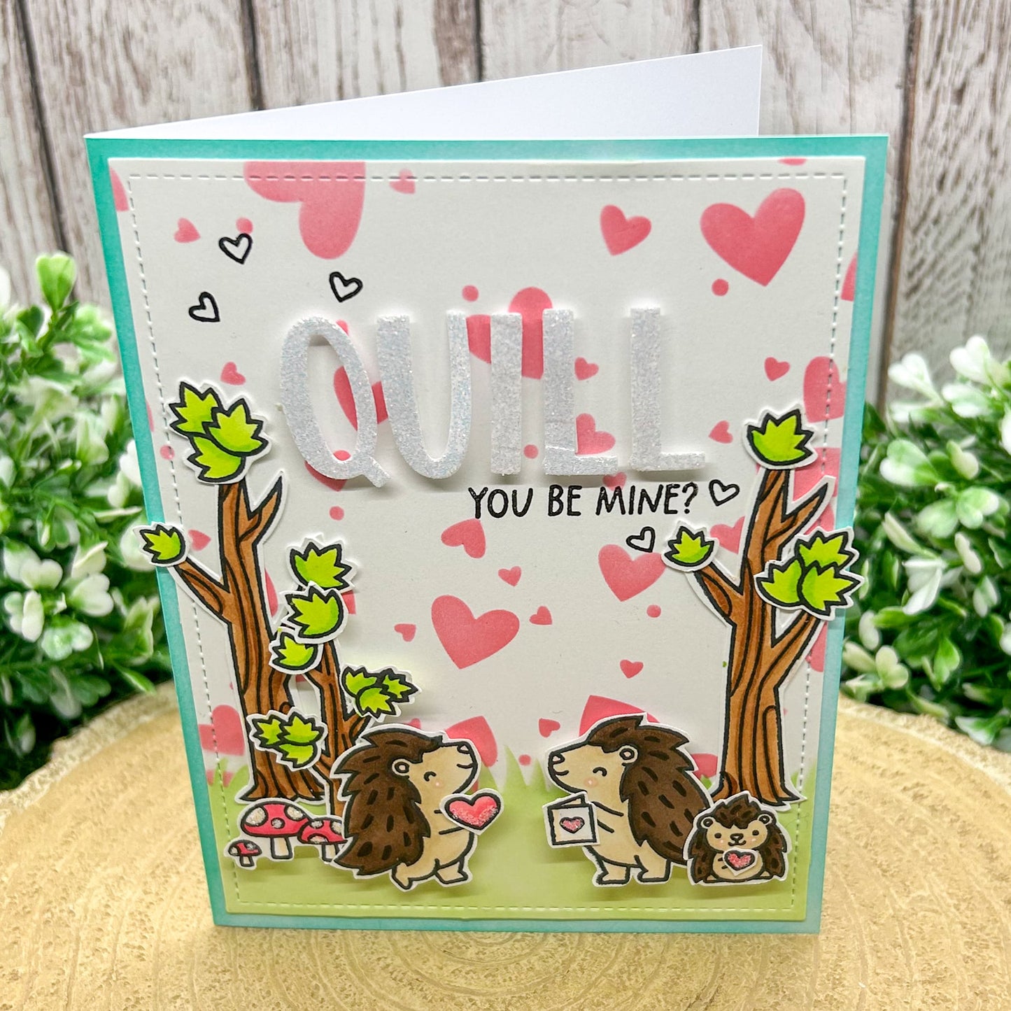 Quill You Be Mine Hedgehogs Handmade Valentine's Day Card-13