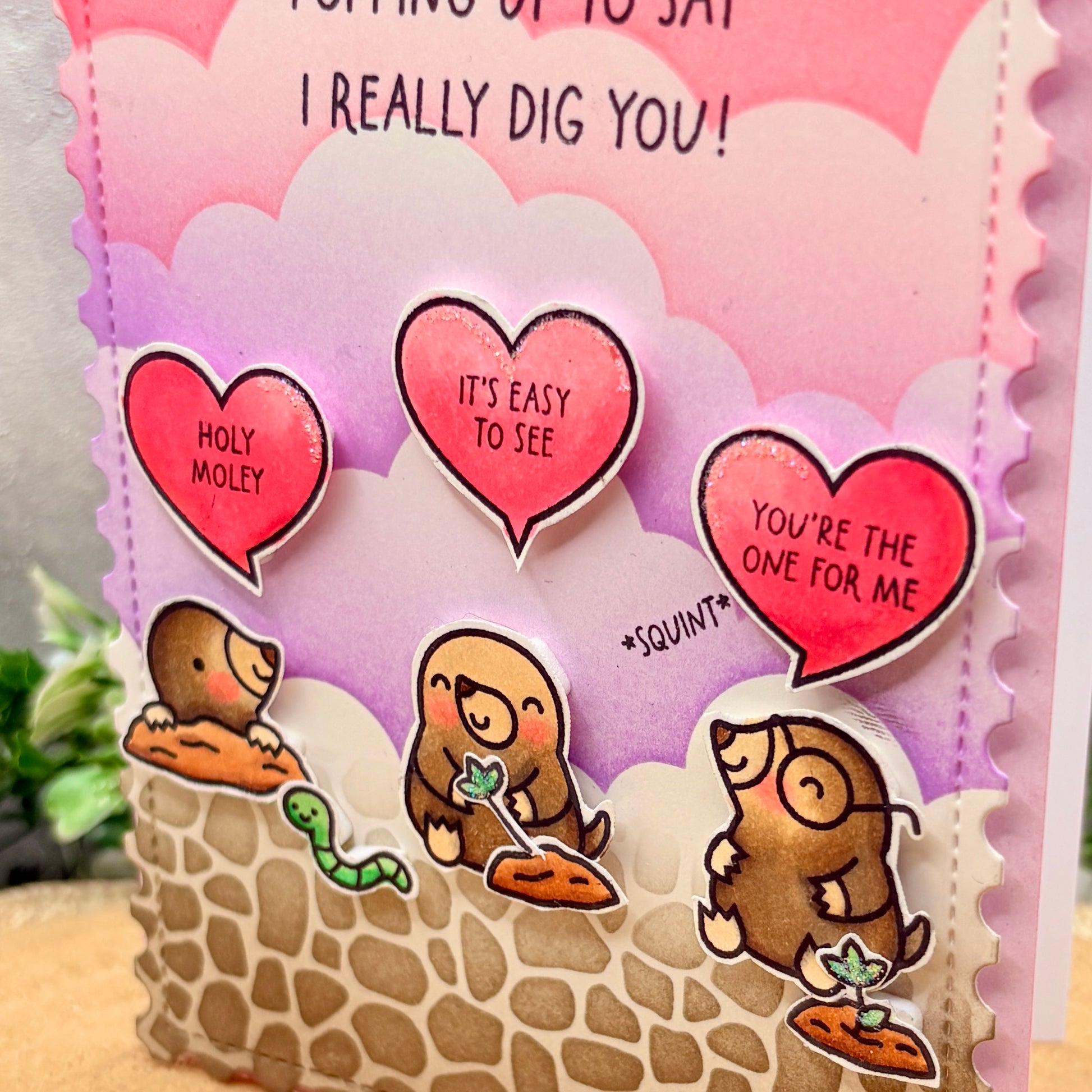 Really Dig You Mole Puns Handmade Valentine's Day Card-2