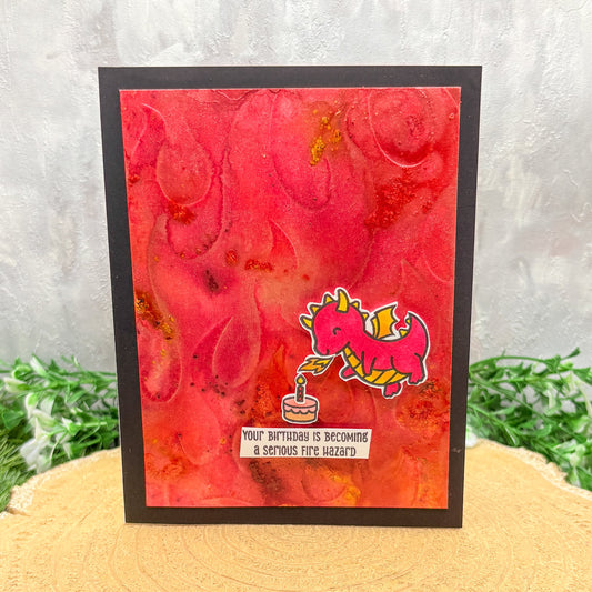 Red Dragon Fire Joke Handmade Birthday Card