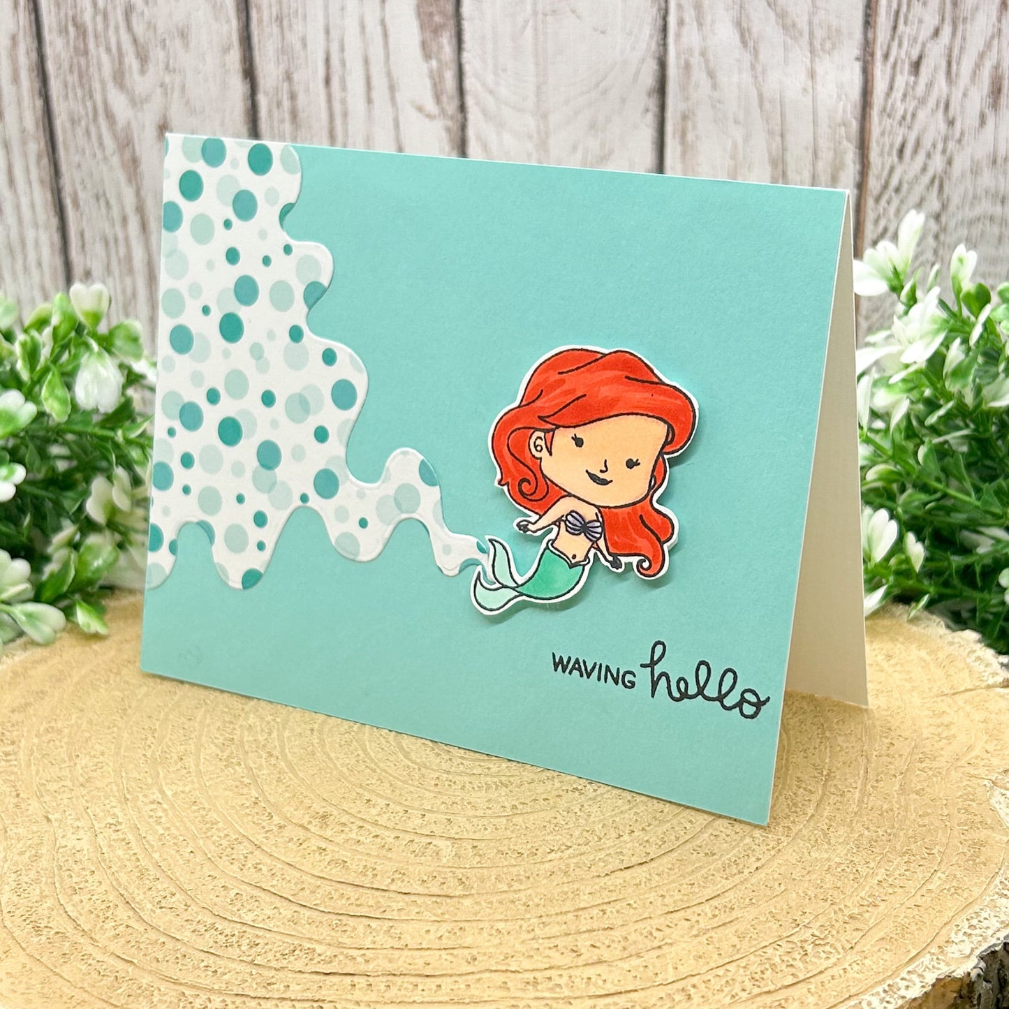 Red Hair Mermaid Character Handmade Card-1
