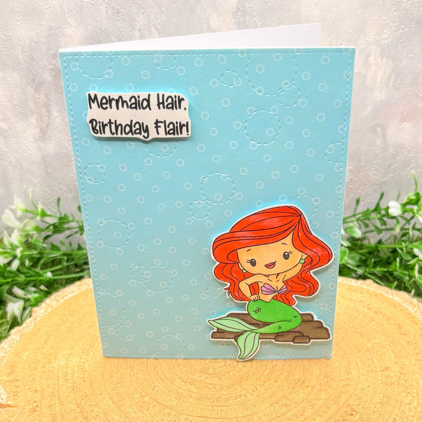 Red Head Mermaid Character Handmade Birthday Card-1