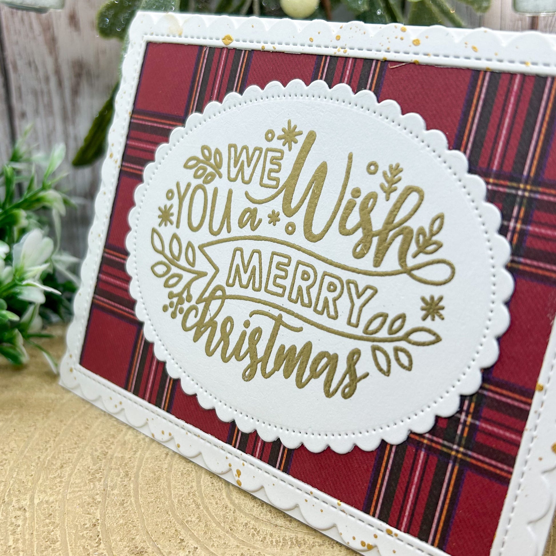 Red Tartan Wish You A Merry Christmas Handmade Christmas Card-2