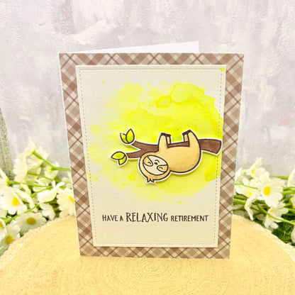 Relaxing Sloth Handmade Retirement Card-1