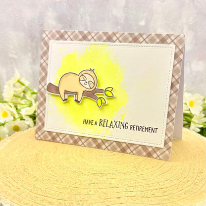 Relaxing Sloth on Branch Handmade Retirement Card-1