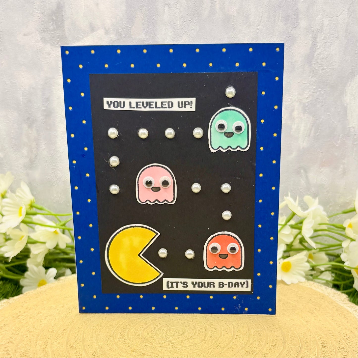 Retro Arcade Game You Levelled Up Handmade Birthday Card