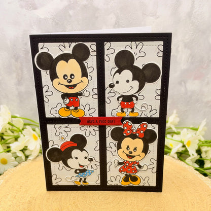 Retro Cartoon Mice Couple Handmade Birthday Card-1