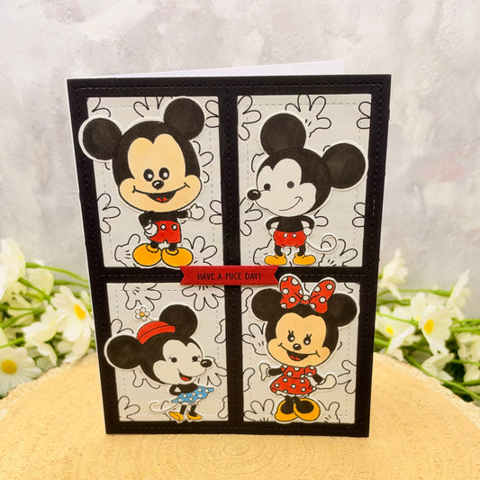 Retro Cartoon Mice Couple Handmade Birthday Card-1