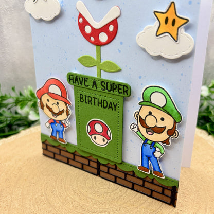 Retro Game Italian Bros Super Birthday Character Card-2