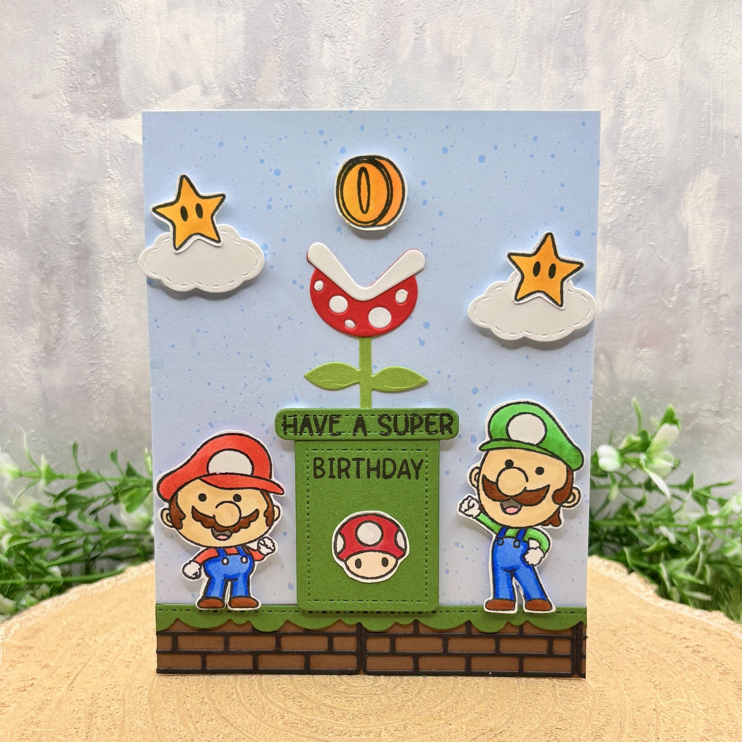 Retro Game Italian Bros Super Birthday Character Card