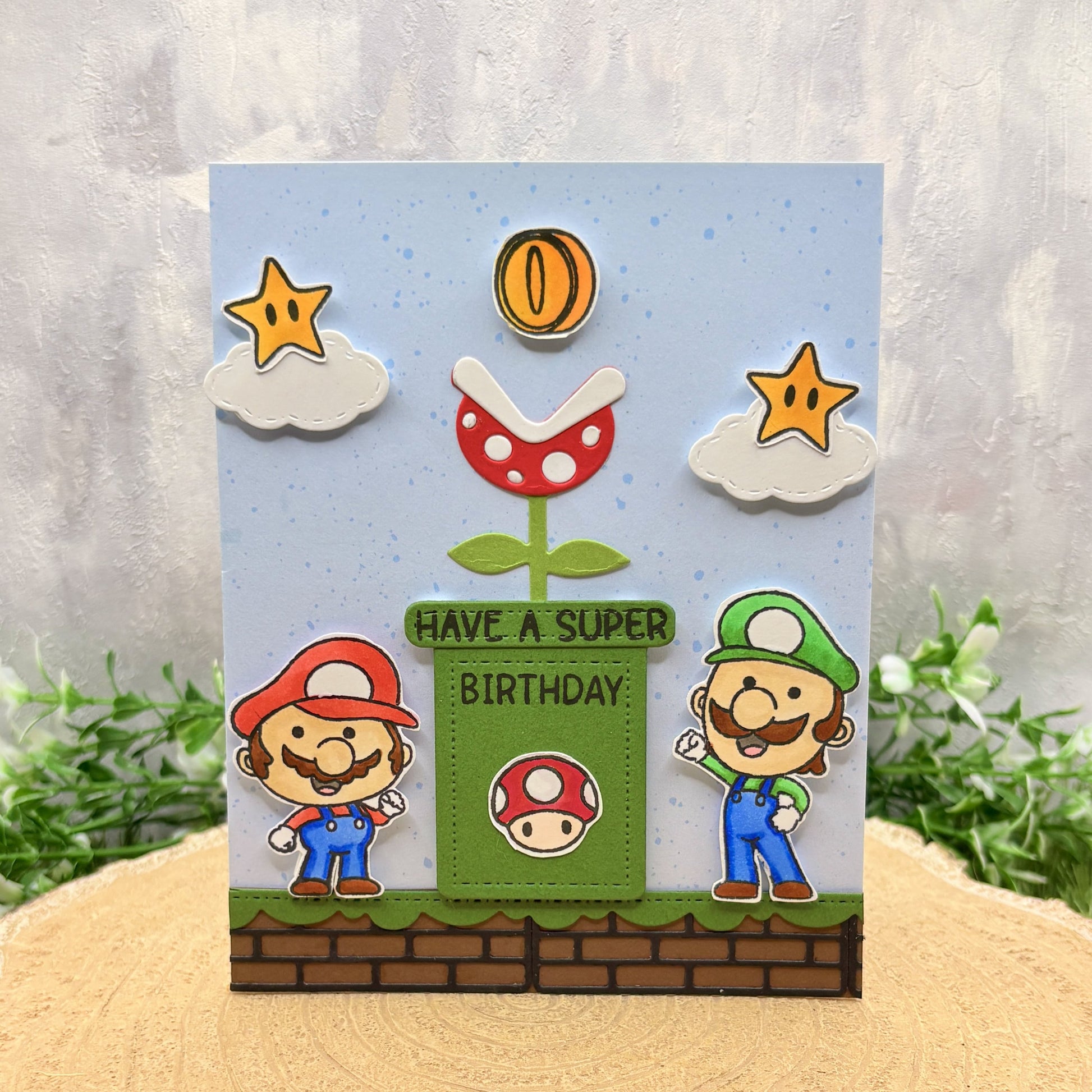 Retro Game Italian Bros Super Birthday Character Card