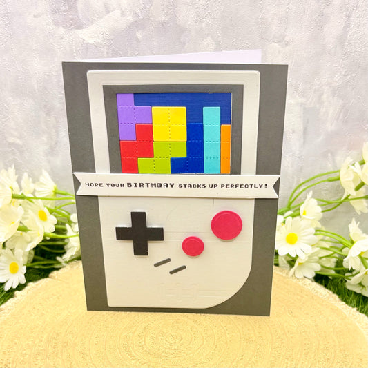 Retro Handheld Game Handmade Birthday Card-1