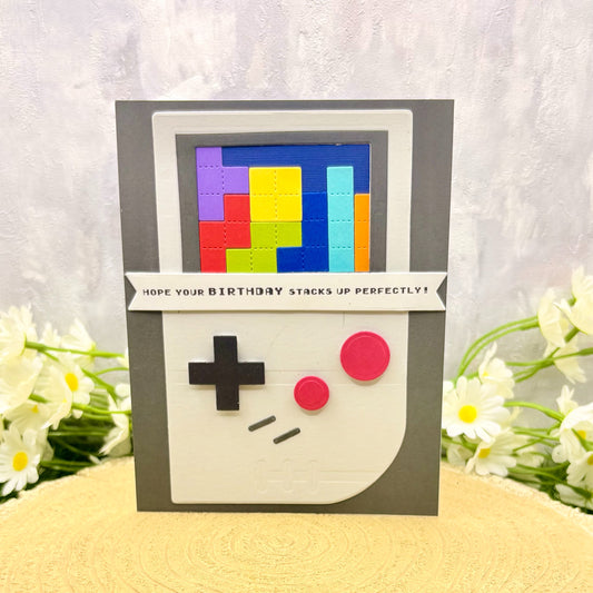 Retro Handheld Game Handmade Birthday Card