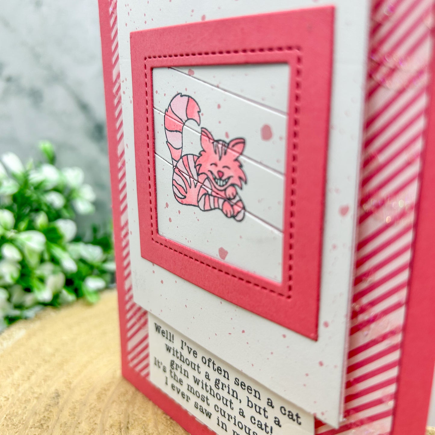 Reveal Pull Tab Grinning Cat Handmade Card-2