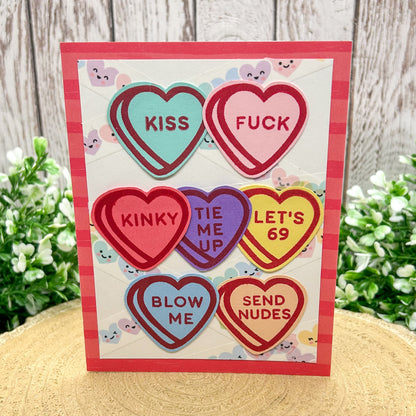 Rude Naughty Love Hearts Handmade Valentine's Day Card