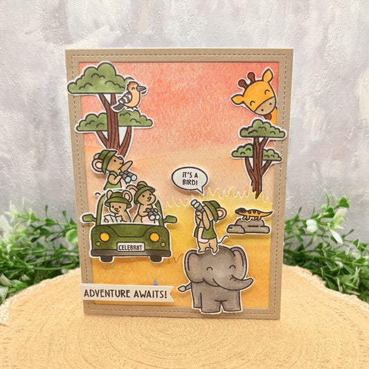 Safari Themed Animals Handmade Card