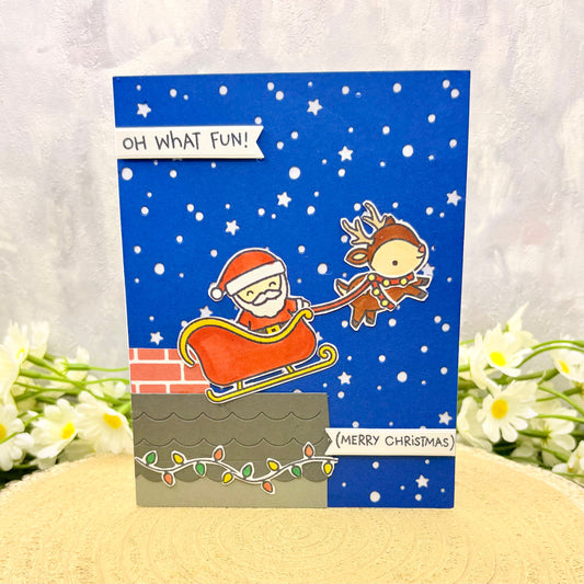 Santa Sleigh Handmade Christmas Card