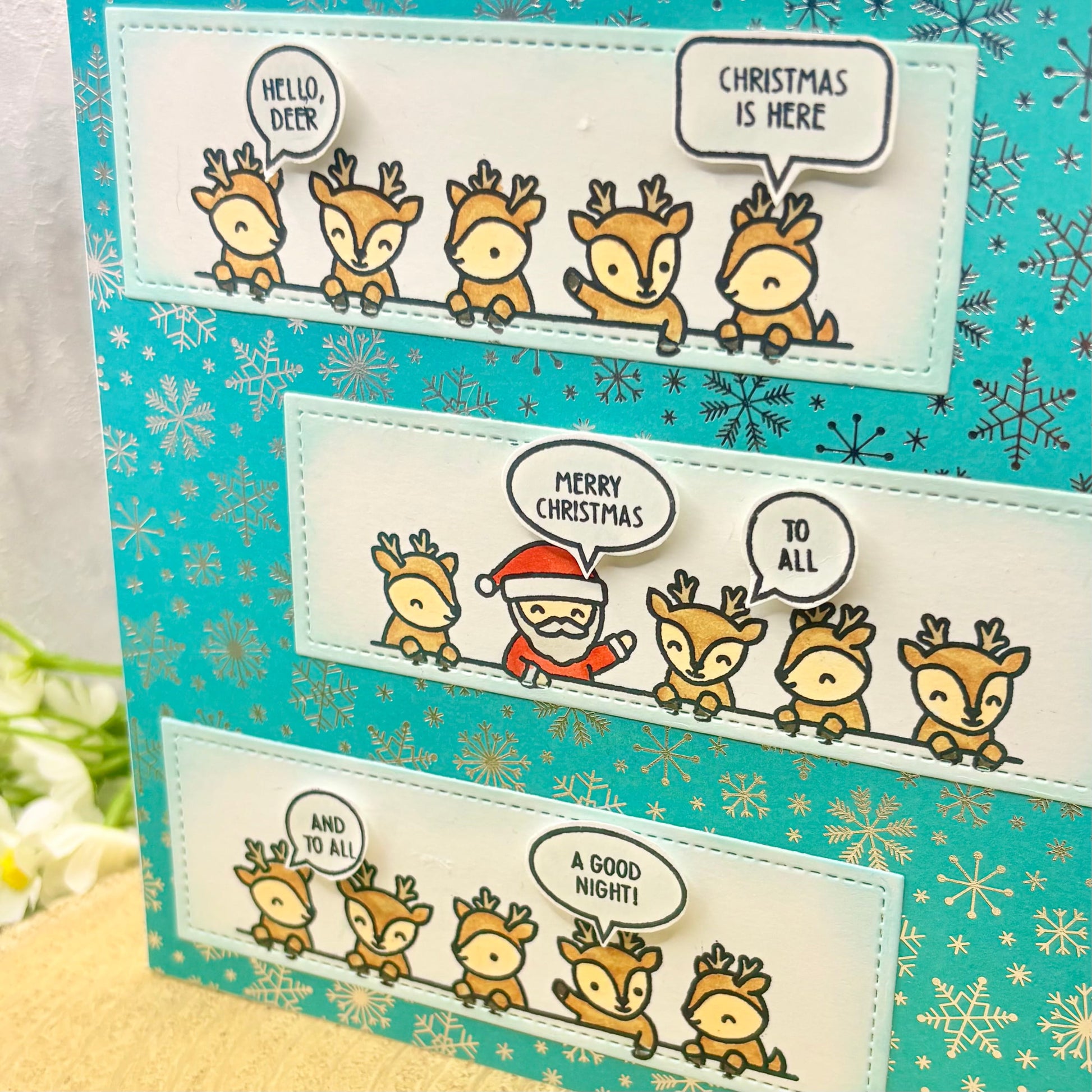 Santa & Reindeers Quotes Handmade Christmas Card-2