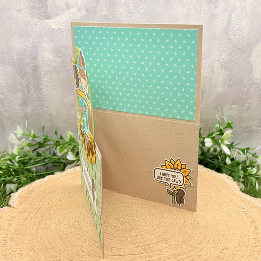 Scarecrow You Grow Girl Handmade Birthday Card-1