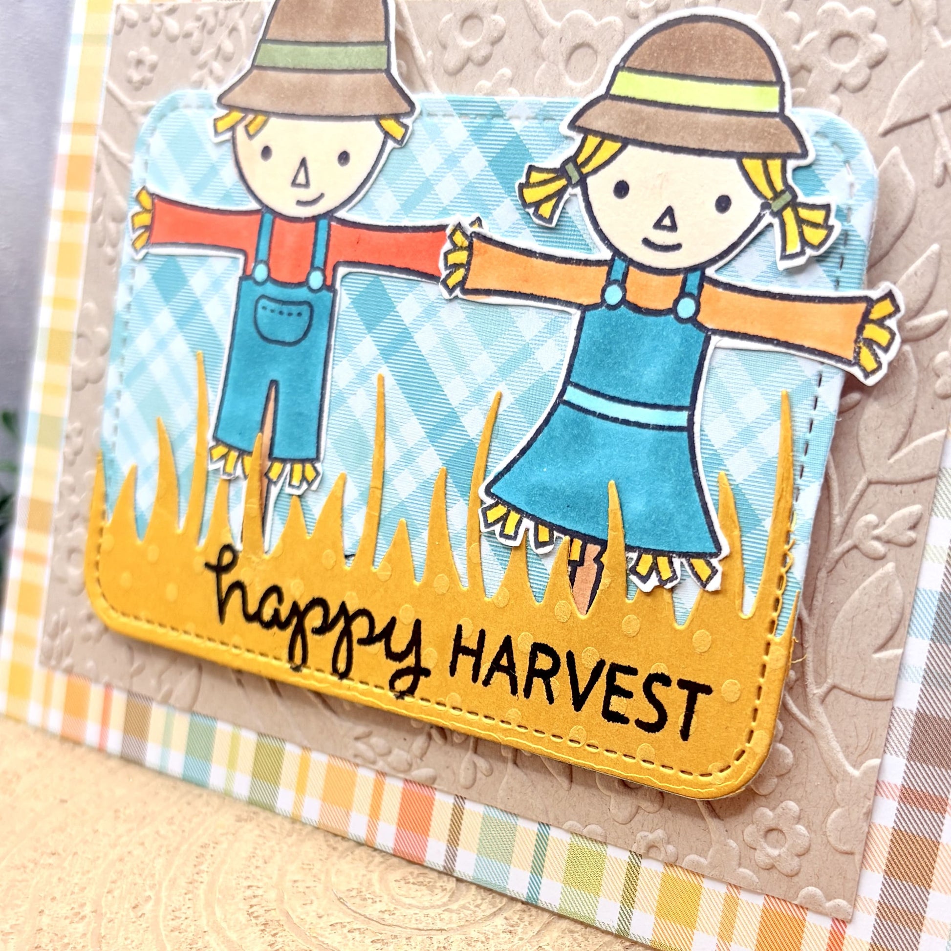 Scarecrows Happy Harvest Handmade Card-2