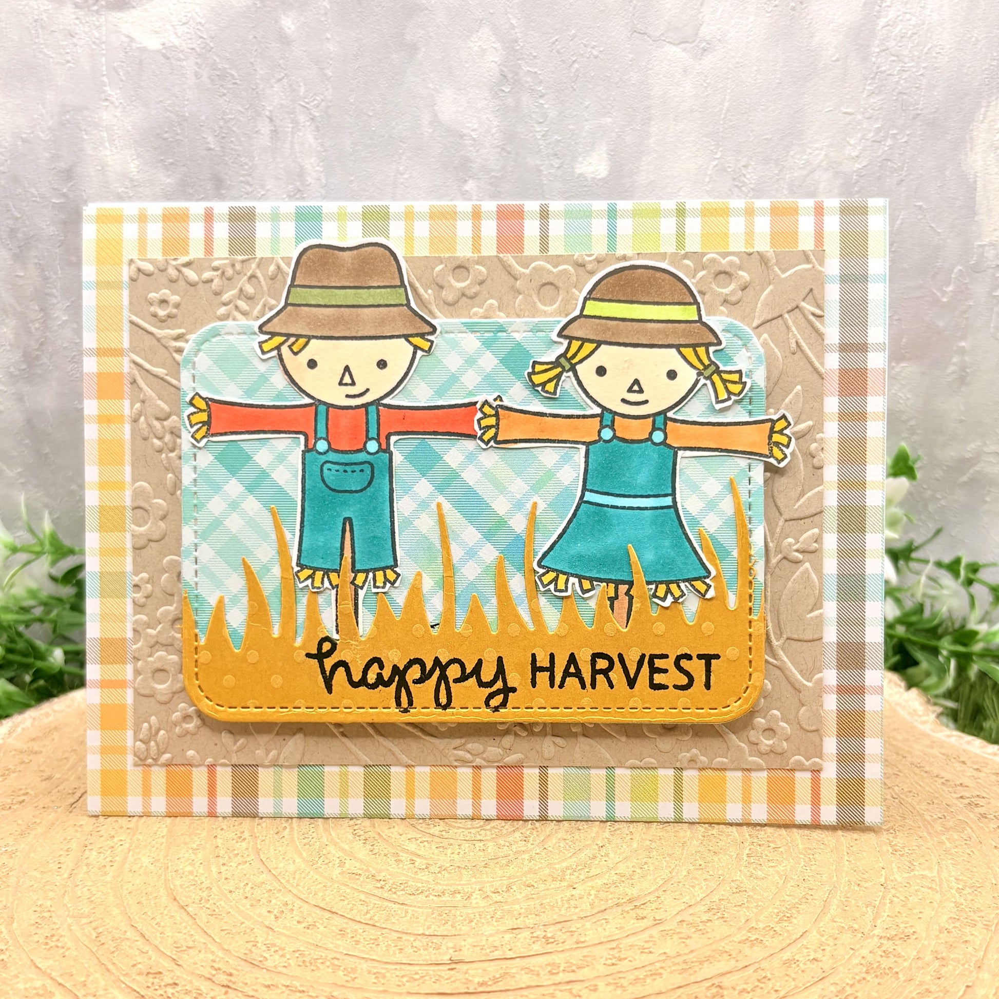 Scarecrows Happy Harvest Handmade Card