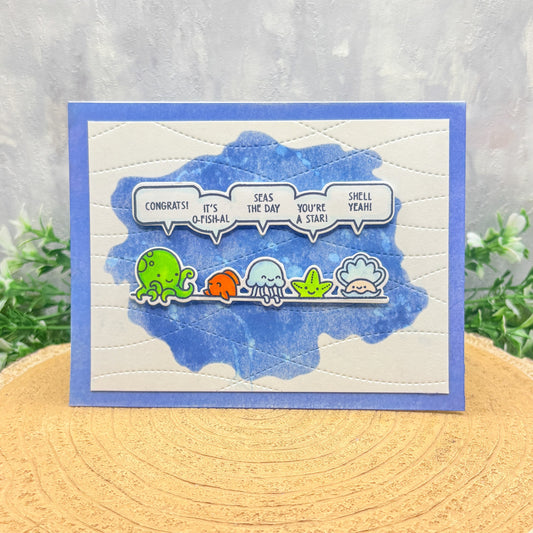 Sea Creatures Funny Puns Handmade Congratulations Card