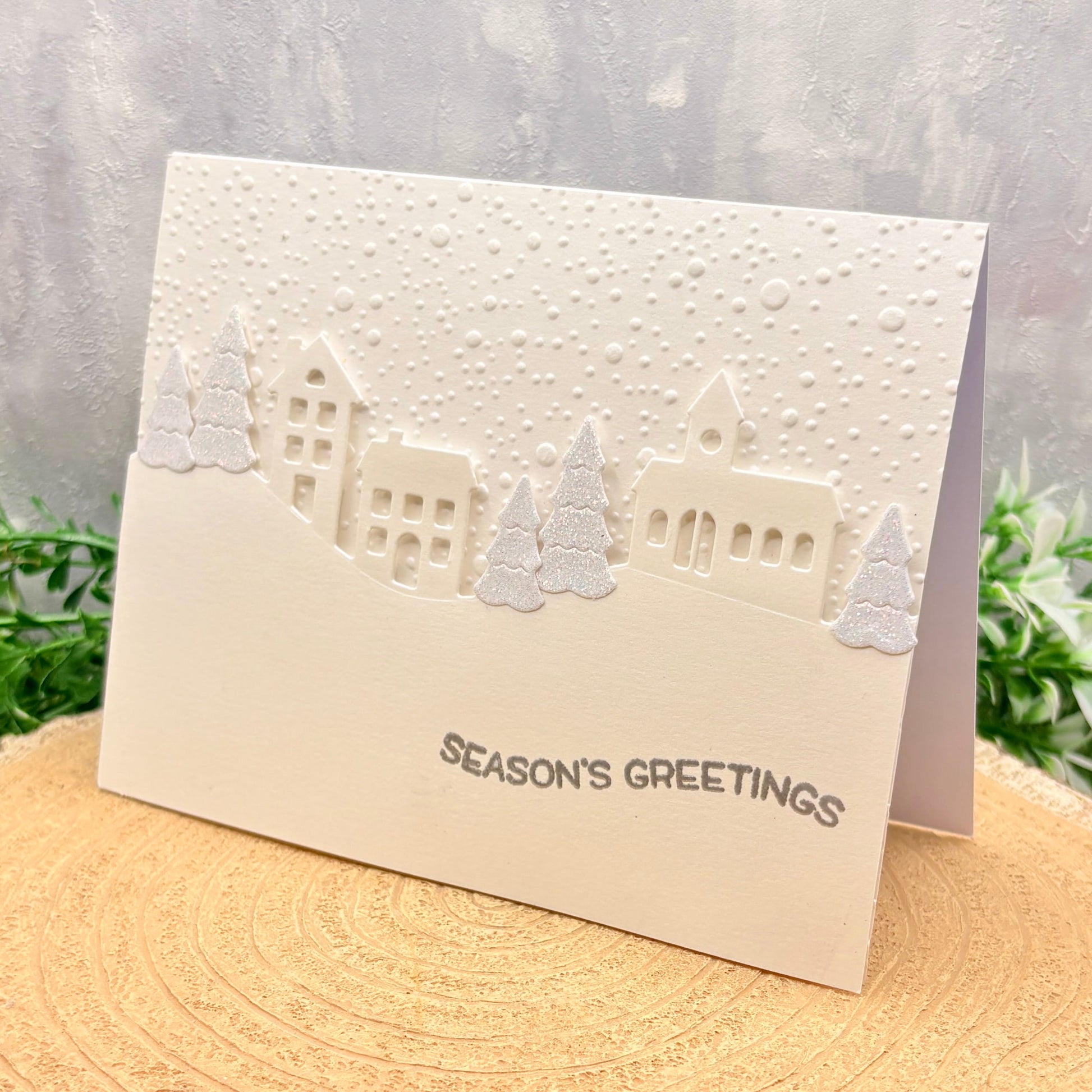 Season's Greetings Pearl Village Handmade Christmas Card-1