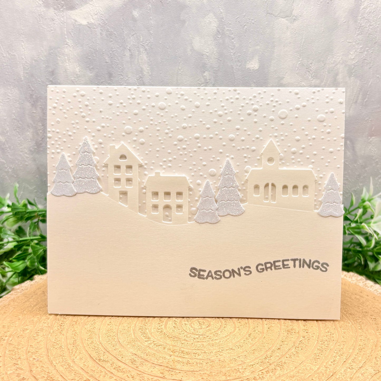 Season's Greetings Pearl Village Handmade Christmas Card