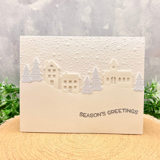 Season's Greetings Pearl Village Handmade Christmas Card