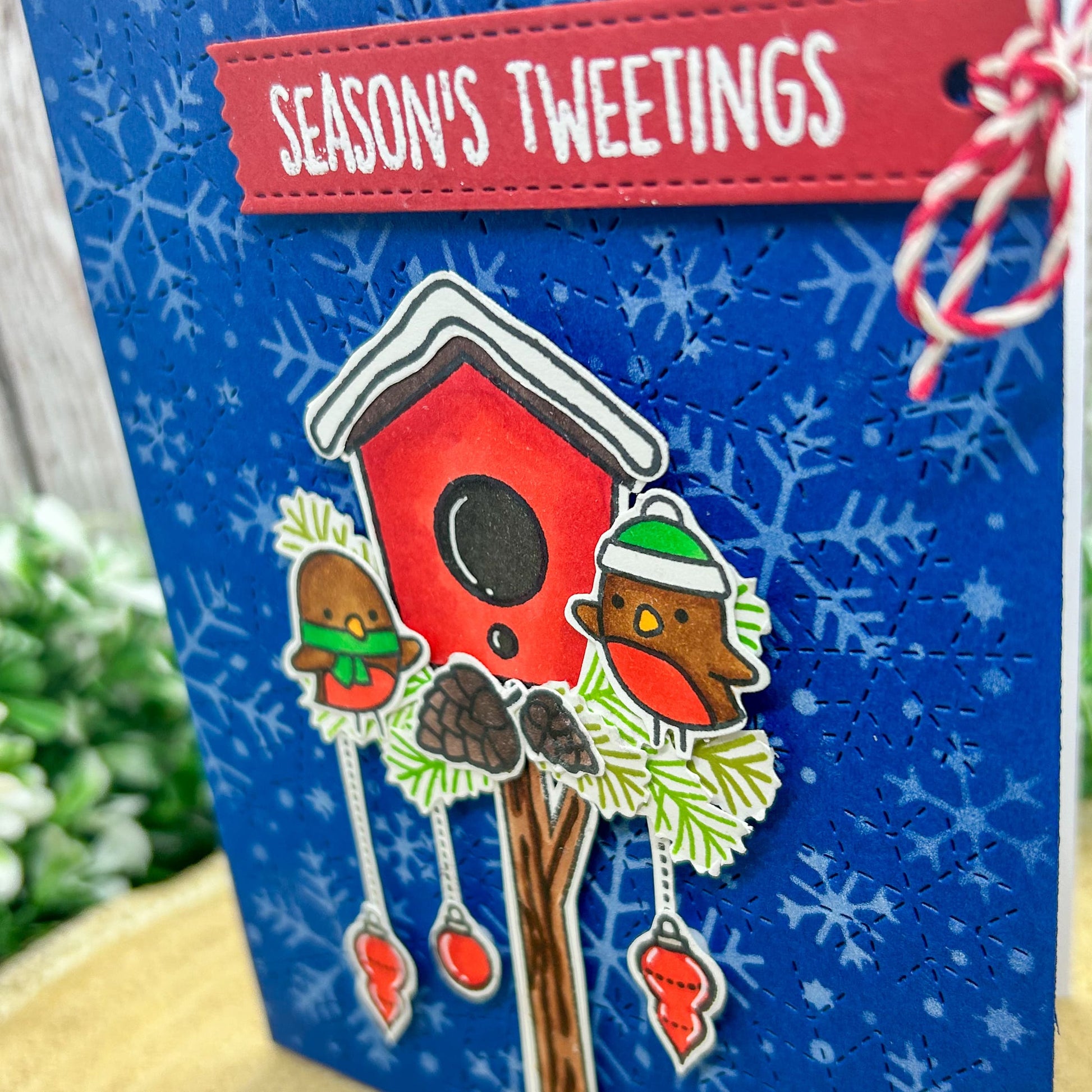 Season's Tweetings Festive Robins Handmade Christmas Card-3
