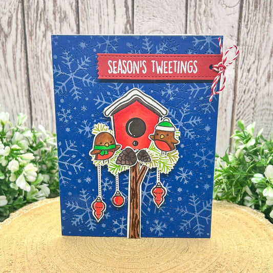 Season's Tweetings Festive Robins Handmade Christmas Card