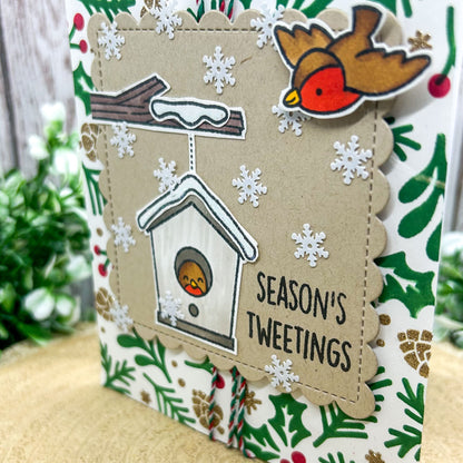 Season's Tweetings Robins Handmade Christmas Card-2