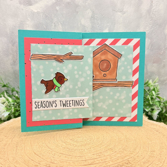 Seasons Tweetings Z Fold Handmade Christmas Card