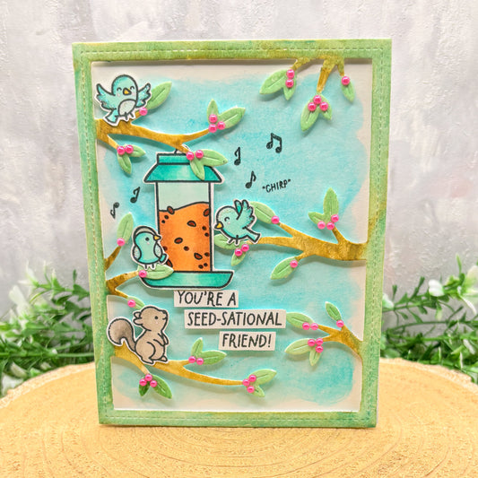 Seed-sational Friend Singing Birds Handmade Card