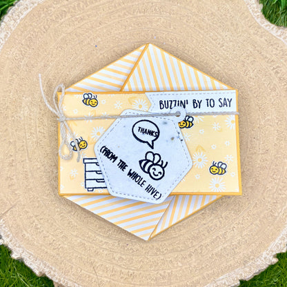Seed Paper Bear Beekeeper Fold Out Hexagon Thank You Card