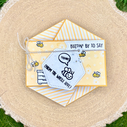 Seed Paper Bear Beekeeper Fold Out Hexagon Thank You Card