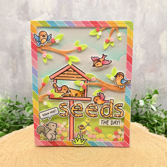Seeds the Day Bird Feeder Handmade Card