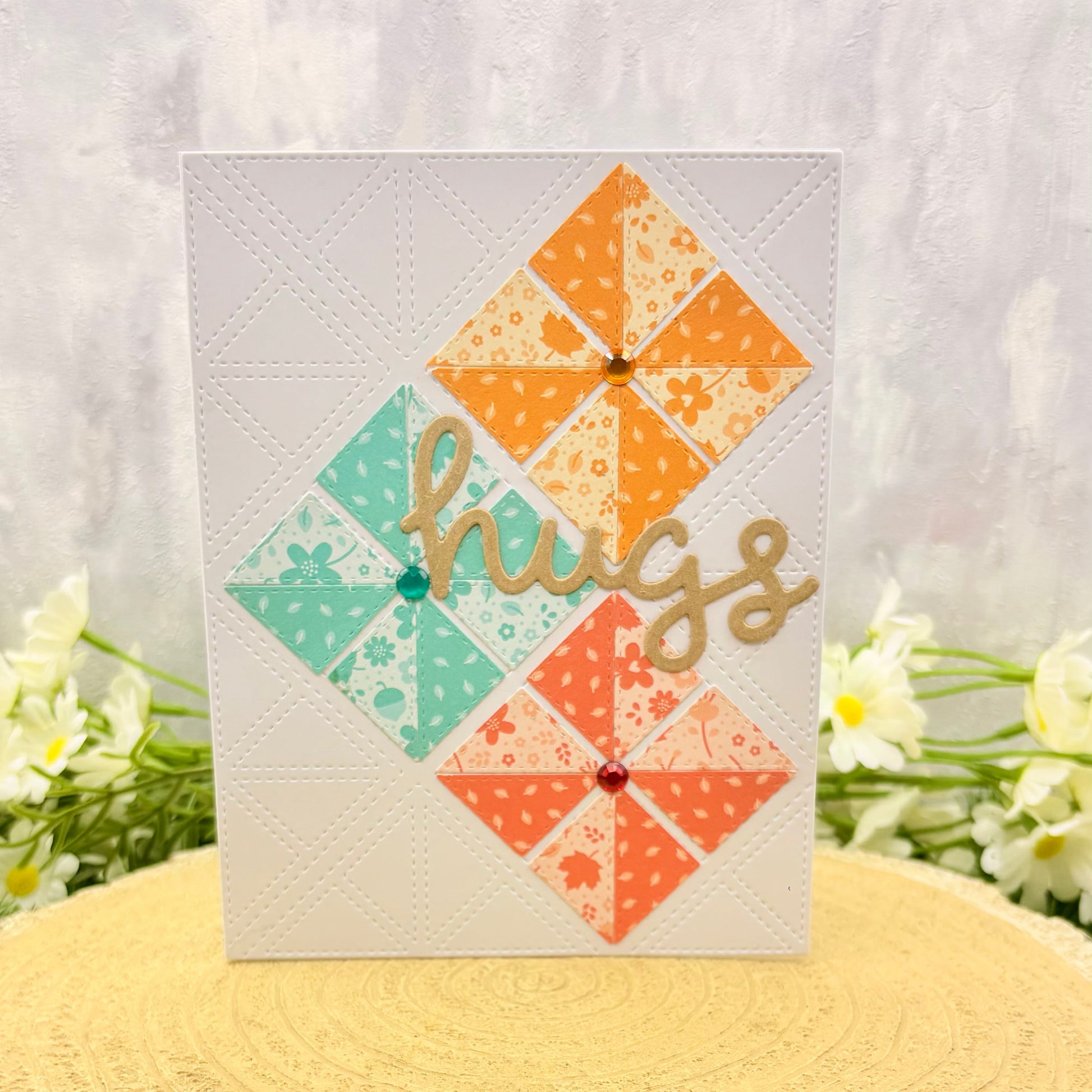 Sending Hugs Geometric Shapes Handmade Card