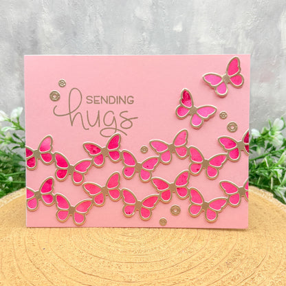 Sending Hugs Pink Butterflies Handmade Card