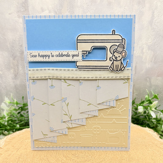 Sewing Mice Handmade Birthday Card
