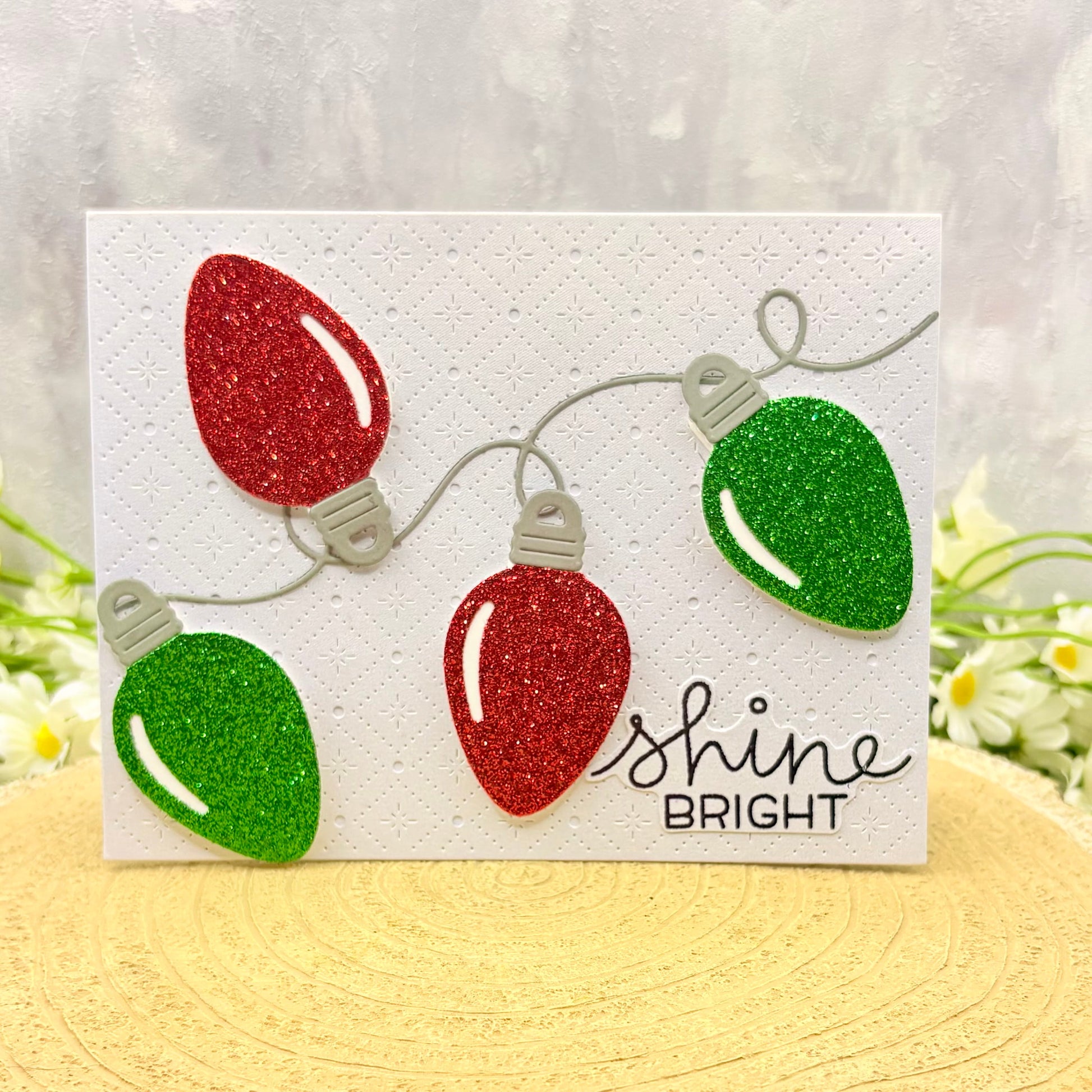 Shine Bright Lights Handmade Christmas Card